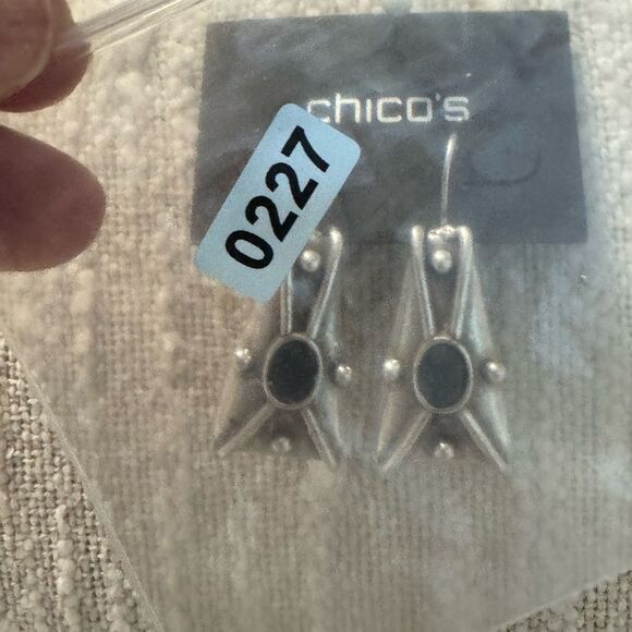 0227-Chico's Silver and Black Earrings - Picture 3 of 3